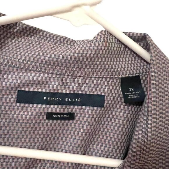 Perry Ellis Button Down Dress Shirt Gray Geometric - Picture 7 of 8